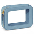 Prite Clear Makeup Bag Cosmetic Organizer Case Waterproof Travel Toiletry Bag Skincare Pouch with Golden Zipper(Blue) - color: Blue, size: Standard - Single Layer
