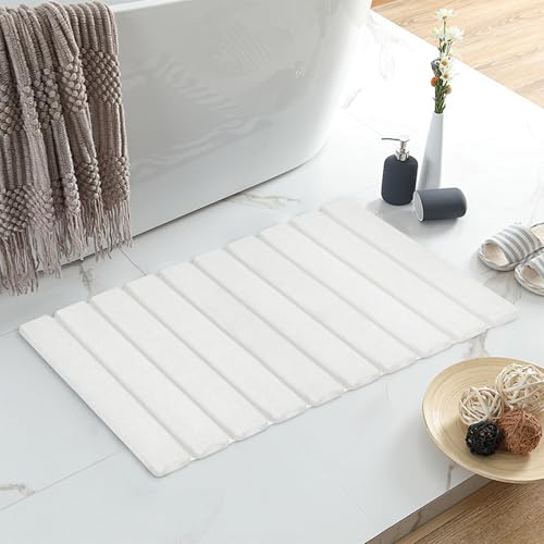 KEYCHAD Foldable Stone Bath Mat, Non-Slip Diatomaceous Earth Mat, Super Absorbent Quick Drying Bath Stone Mat, Luxury Bath mat for Bathroom Kitchen Bathtub, 23.4 * 15.4" White - color: Folding-white