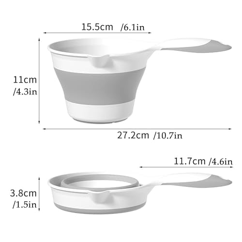 Premium Silicone Bath Rinse Cup & Water Pourer - Large Capacity Gray and White Bath Cup for Rinsing Hair, Shower Hair Washing Mug, Pet Bathing, and Travel
