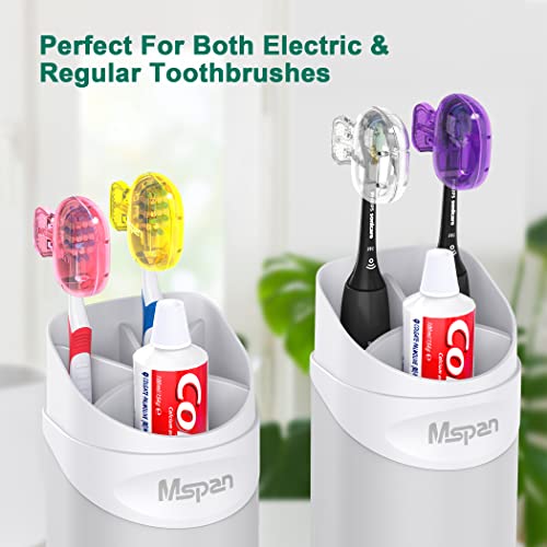 Mspan Toothbrush Head Cover Cap: Tooth Brush Protector Clip Compatible with Oral-B Philips Colgate AquaSonic - Plastic Pod Travel Case - 4 Packs - color: Yellow, Purple, Pink, Clear