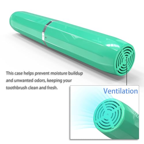 Long Ventilated Electric Toothbrush Travel Case, Portable Holder, Fits Most Standard Straight Electric Toothbrushes (Green) - color: Green