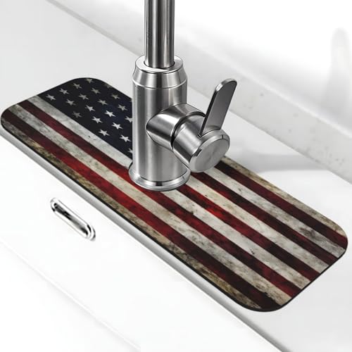 American flag Kitchen sink faucet pad, strong water absorption, anti slip, easy to clean, very suitable for splash and drip prevention, suitable for kitchens and bathrooms - color: American Flag
