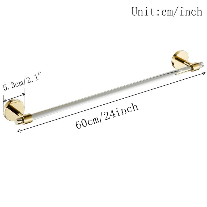 Acrylic Gold Towel Bar Towel Rack 16 inch for Bathroom,Wall Mounted Towel Holder Towel Hanger Modern SHUNLI - size: 1-Piece (40cm Towel Bar)