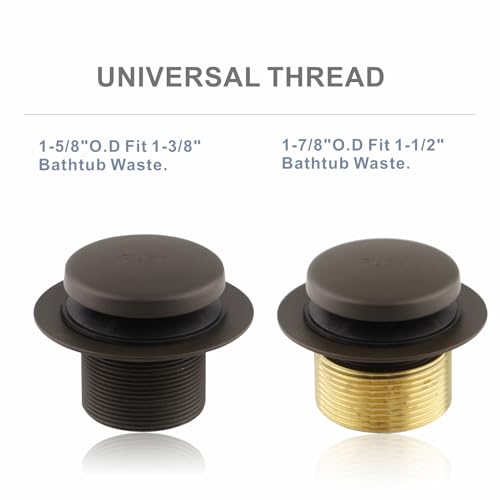 HIDROP Oil Rubbed Bronze Tub Drain Assembly Kit, 2-Hole Overflow Faceplate | Tip Toe Tub Drain Kit, Stainless Steel, Universal Fine/Coarse Thread fit 1-3/8" or 1-1/2" Tub Drain, Bath Drain Replacement - color: Bronze, style: 2 Holes