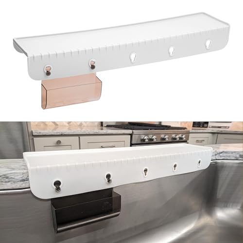 SiliProducts SiliSink XL Silicone Edge Guard for Kitchen Sink - Fits 3.75” - 4” Wide - The Original Silicone Sink Edge Protector with Sponge Caddy - Splash Guard, 20” White - color: White, size: 4in x 20in