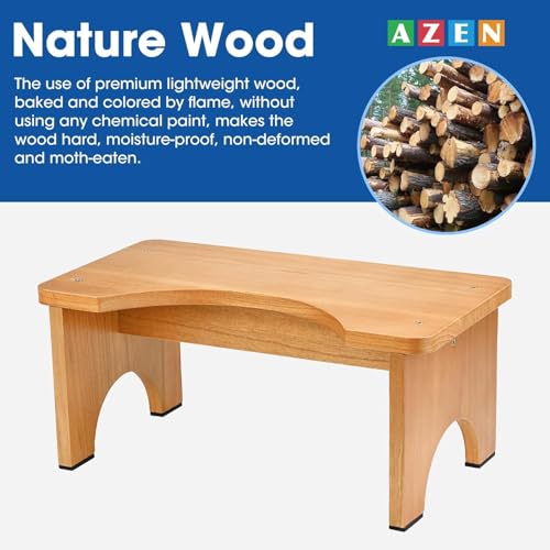 AZEN 2 Pack Toilet Stool Squat Adult, Wood Poop Stool for Bathroom Adults, Portable Toilet Potty Stools for Adults - color: Yellow (2 Pack)