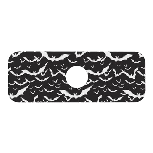 Bats Halloween Goth Silhouettes Black White 15" X 5.5" Kitchen Sink Splash Guard Faucet Faucet Guard Draining Mat Sink Splash Guard Faucet Kitchen Bathroom - color: Bats Halloween Goth Silhouettes Black White