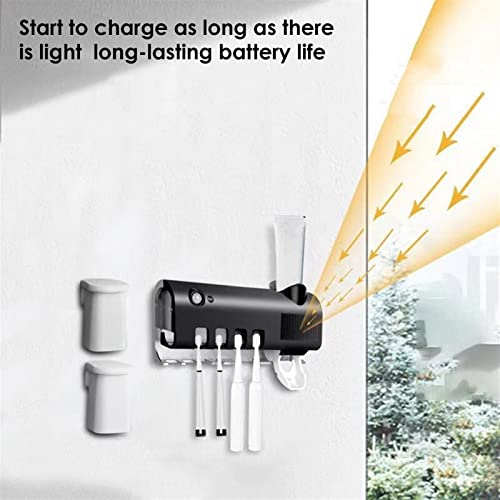 Tube Squeezing Aids， Automatic Toothpaste Dispenser Wall Mount Dust-Proof Toothbrush Holder Wall Mount Storage Rack Bathroom Accessories Set Squeezer (Color : White)