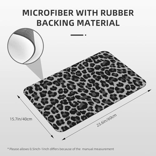 Grey Leopard Bath Mat Fit Under Door, Animal Skin Texture Non-Slip Bathroom Rug Floor Mat Quick Dry Absorbent Bathmat for Bathroom Kitchen Bathtub Shower Sink, 15.7x23.6 in - color: Leopard #07