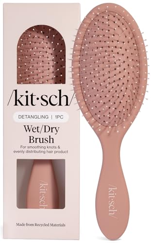 Kitsch Wet/Dry Hair Brush Detangler – Flexi Hair Brush for Women, Men & Kids | Detangling Brush for Curly Hair, Bounce Curl Defining Brush for Wet or Dry Strands - Terracotta - color: Terracotta