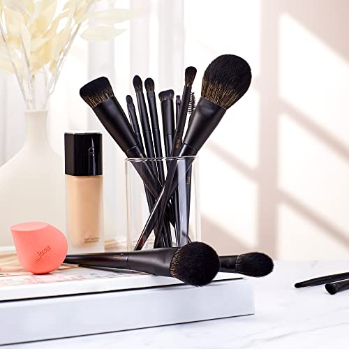 Makeup Brushes Set Jessup Make up Brushes 14Pcs Black Kabuki Foundation Eyeshadow Contour Concealer Powder Eyeliner Crease Eyebrow Blending Brush, T336 - color: B-Matte Black-14pcs, size: Full Brush Set