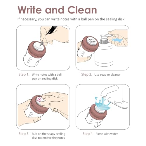 Maymom Screw Lids Aka Travel Caps with Rewritable Sealing Disc Compatible with Avent, Maymom Wide Mouth Bottles; Cap Replace Avent Natural Bottle Sealing Ring and Sealing Disc, 6pcs. (Brown) - color: Brown