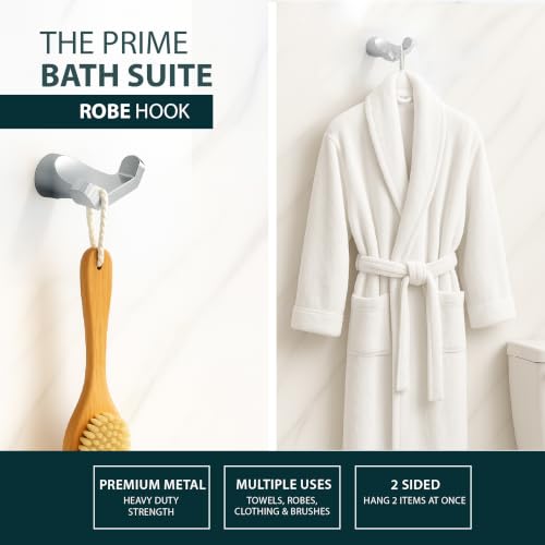 Mega Handles Bathroom Towel Holder Set - 4 Pieces Bathroom Accessories Sets - Heavy Duty Bathroom Accessory Set, 25'' Towel Bar, Robe Hooks & Toilet Paper Holder Wall Mounted - Polished Chrome Suite - color: Polished Chrome