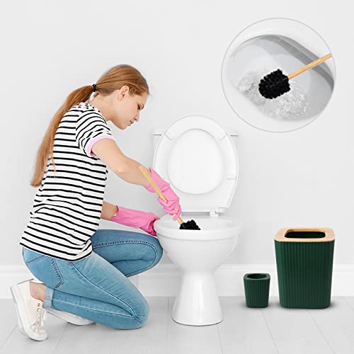 XLHOMO Dark Green Bathroom Accessories Set, 9-Piece Green Bathroom Set with Trash Can, Tray, Soap Dispenser, Toothbrush Holder, Toothbrush Cup, Soap Dish, Toilet Brush and Q-tip Holders - color: Hollow Dark Green, size: Hollow Cover Bathroom Set