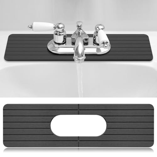 Teenyyou an Oval Hole Gray Faucet Mat for Kitchen Sink Bathroom 17.32" x 4.6" Kitchen Faucet Absorbent Mat Diatomite Splash Guard Quick Drying Stone Drip Catcher Hole 6.22 " x 2.28" - color: Gray, style: an Oval Hole