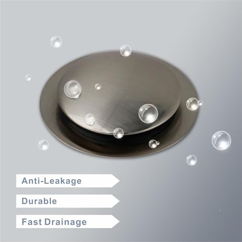 Brushed Bathtub Drain Stopper,Universal Pop Up Bath Drain, Hidrop Tip Toe Tub Drain Stopper,Conversion Kit Assembly, Replaces Lift and Turn,Tip-Toe and Trip Lever drains for Tub, EZ Install(Brushed) - color: Brushed