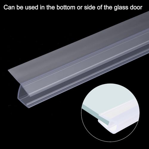 uxcell Shower Door Side Seal, H-Type Shower Door Sweep for 1/2" Glass 47" Long (15.7" x 3 Pcs), 3 Section Segmented Frameless Glass Door Seal Strip, Stop Shower Leaks, Clear - size: 1/2" Glass 47" Long