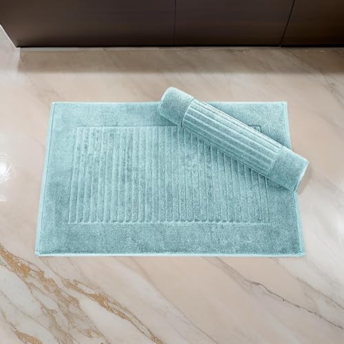 Classic Turkish Towels CTT - 2 Piece Bathroom Rugs Set, 100% Cotton Bath Mats, Non-Slip, Comfy & Highly Absorbent Bathroom Floor Mats, Machine Washable | 20"x32" (Spa Green) - color: Spa Green