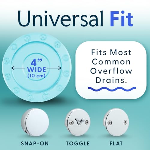 SlipX Solutions Bottomless Bath, Essential Overflow Drain Cover for Bathtub, Best Bath Accessories for Women, Adds Inches of Water to Your Tub for Deeper Soak, 4" Diameter, Aqua - color: Aqua
