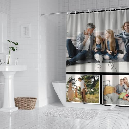 Personalized Shower Curtain Set Custom Photo Shower Curtains Modern Minimalist Home Bathroom Curtain Decor with 12 Hooks 72 Inch Wide * 72 Inch High - color: 3 Photo, size: 72"W x 72"L (Pack of 1)