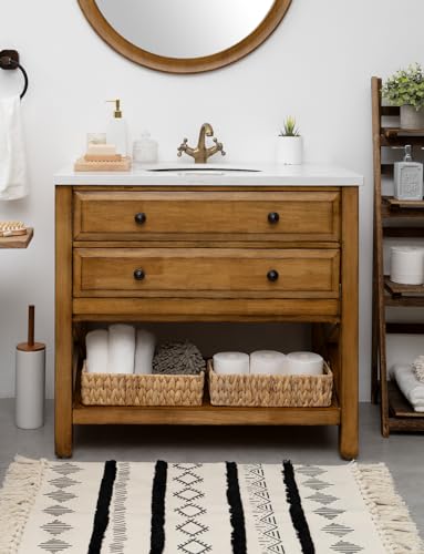 StorageWorks Water Hyacinth Basket for Toilet Paper, Wicker Baskets for Storage with Built-in Handles, 14 ¼"L x 6 ½"W x 3 ¾"H - color: Natural (Water Hyacinth), size: 14¼" L x 6¾" W x 3¾" H