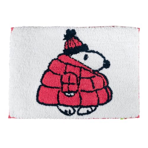 Collectibles Peanuts Snoopy Puffer Coat Holiday & Christmas Non Slip Plush Poly Knit Bathroom Mat Rug, 17x24, (Officially Licensed Product) By Franco - color: Peanuts Snoopy