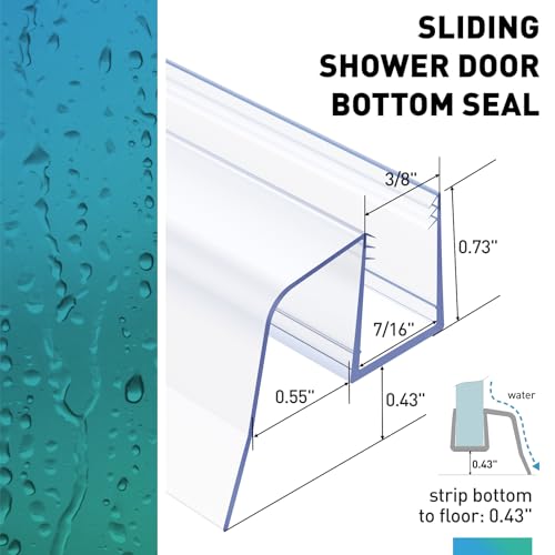 Sliding Shower Door Bottom Seal, 2 PCS 3/8" x 36" Sliding Shower Door Sweep for 3/8Inch Glass, Frameless Glass Door Seal Strip Stop Shower Leaks and Create a Water Barrier - size: For 3/8" Glass