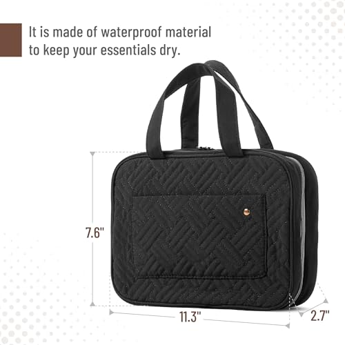 Ms. Pen- Travel Toiletry Bag Organizers, Black | Makeup Travel Bag for Toiletries with Hanging Hook, Water-Resistant