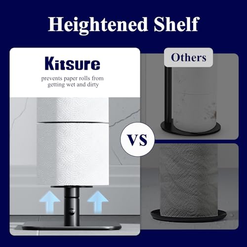 Kitsure Toilet Paper Holder Free Standing - Large Capacity Toilet Paper Holder for 4 Rolls, Rustproof Toilet Paper Stand with Non-Slip Stable Base, Black, Medium - color: Black, size: Medium - 1 Pack
