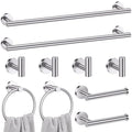 Lairuier Brushed Nickel Bathroom Hardware Set, 10-Piece Towel Bar Set SUS304 Stainless Steel Bathroom Hardware Accessories Set Round Towel Holder Set Wall Mounted - color: Brushed Nickel, size: 10-Piece Standard Set