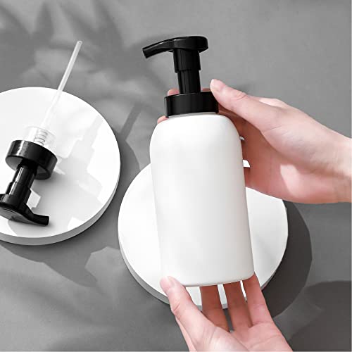 Foaming Hand Soap Dispenser Glass Jar Foam Dish Soap Dispenser for Bathroom and Kitchen Sink, Liquid Pump Bottle for Shampoo, Body Wash, Hand Soap, Black + White, 2 Pack - color: Black + White