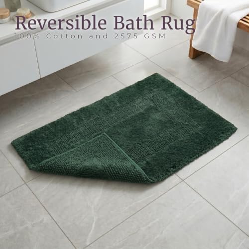 Bathroom Rugs - 2-Piece Cotton Bathroom Mat Set - Machine Washable Bath Mats for Bathroom, Kitchen, or Laundry Room by Lavish Home (Green) - color: Green