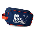 ChalkTalkSPORTS Guys Lacrosse Toiletry Bag - Eat Sleep Lacrosse - Navy | Polyester, Center Zipper, Side Handle, 11 x 6 x 5 Inches, Sports Camp Bag, Pencil Case, Dopp Kit, Lacrosse Gift - color: Eat Sleep Lacrosse