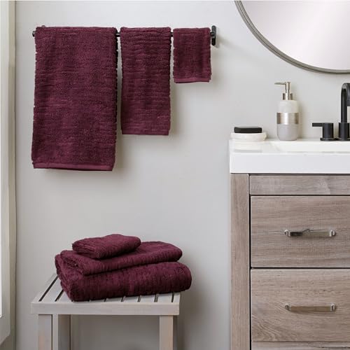 SKL Home CloudSoft 100% Cotton Luxury 6-Piece Towel Set, 600 GSM, Ultra Plush & Absorbent - 2 Bath Towels, 2 Hand Towels, 2 Washcloths, Bordeaux - color: Bordeaux, style: 6-Piece Towel Set