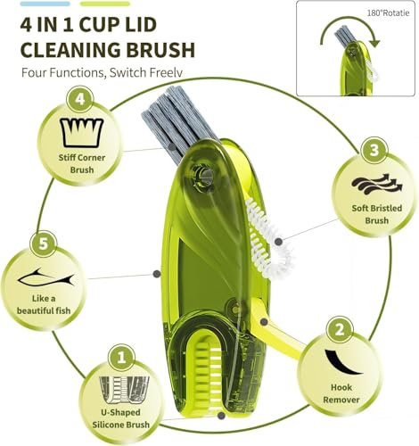 3 in 1 Cup Lid Gap Cleaning Brush Set, 2PCS Multifunctional Bottle Cleaning Brush for Bottle Gaps Bottle Cleaner Home Kitchen Cleaning Tools, 3 Colors - color: Mixed Colors