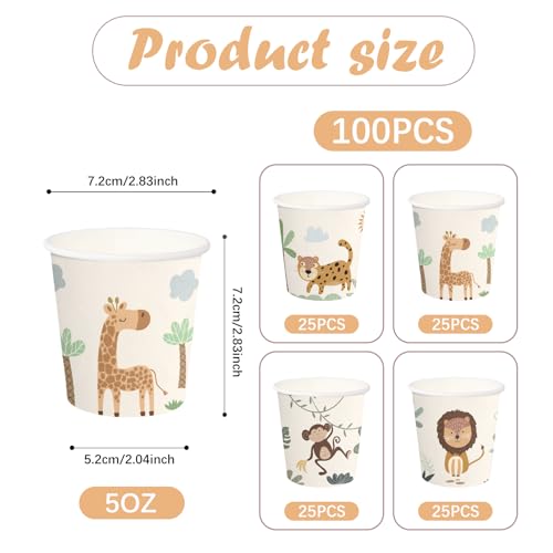 RUSPEPA 5oz Disposable Paper Cups, Bathroom Cups Small Mouthwash, 100 Pack Set Lovely Animals Design, Perfect for Hot/Cold Beverage Coffee, Dessert for Birthday Parties, Home-use, Picnic, BBQ, Travel - color: Lovely Animal, size: 5oz