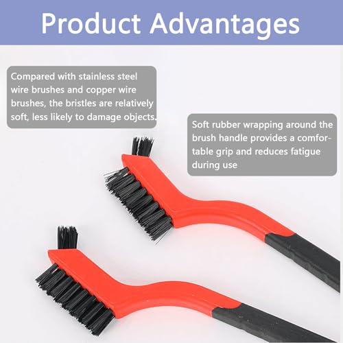 Nylon Cleaning Brushes with Ergonomic Handle for Tight Spaces, Auto Detailing Brush Set for Cleaning Dust in Holes(3 Pack)