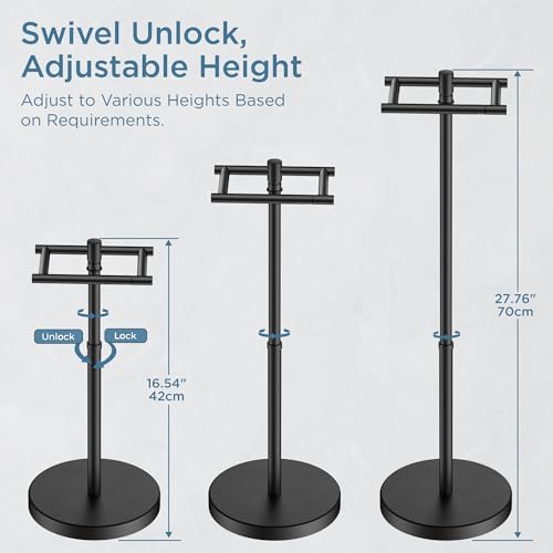 Toilet Paper Holder Stand Adjustable, Freestanding Tissue Roll Holder for Bathroom, Pivoting Design, Durable SUS 304 Stainless Steel and Weighted Base Toilet Paper Stand, Storage (Matte Black) - color: Matte Black
