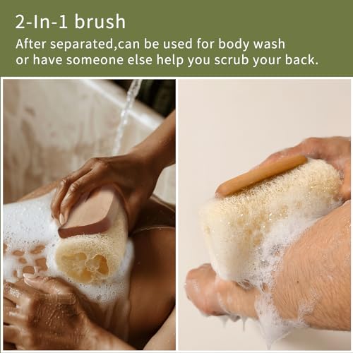 Natural Loofah with Handle,Back Scrubber for Shower Exfoliating Luffa On a Stick (1Pack) (Brush) - color: Brush