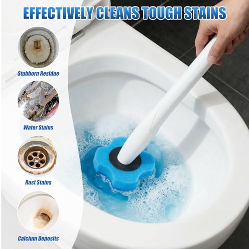 50PCS Toilet Bowl Wand Refills, Replacement Heads for Bathroom Washroom Cleaning Pads, Disposable Toilet Brush Refills Compatible with Household Brushe Scrubber Cleaning Refill Pack Ocean Fresh Blue