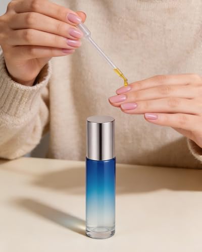 Worldgsb 4 Pack Essential Oil Roller Bottles, 10ml Refillable Glass Roller Bottles with Stainless Steel Roller Balls and Caps for Travel, Perfume and Lip Gloss Blue-Red Gradient - color: Blue-Red Gradient, style: 4 Pack