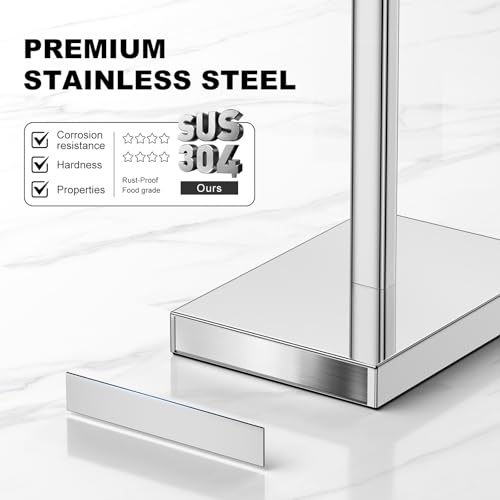 Silver Toilet Paper Holder Stand，Stainless Steel Toilet Paper Holder Free Standing，Stable Weighted Base Floor Tissue Roll Holder for Bathroom，Modern Pivoting Toilet Paper Stand - color: Silver