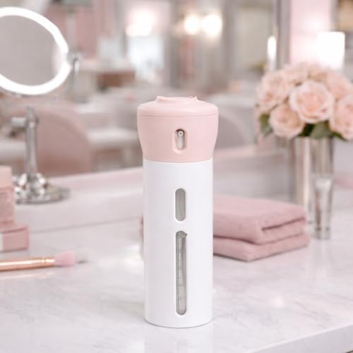 Travigo 4-in-1 Travel Dispenser Bottle, TSA Approved, Leak Proof, Four Reusable 1.4 oz. (40 mL) Toiletry Containers for Shampoo, Conditioner, Soap, Lotion, Skincare (Pink) - color: 1 Dispenser (Pink)