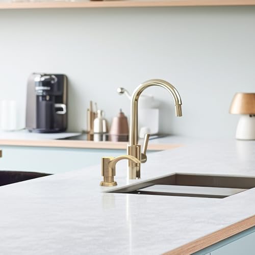 SAMODRA Built-in Kitchen Sink Soap Dispenser with Extension Tube Kit - Gold Brushed Finish, Leak-Proof Design, No Top Refill Required (39" Tube) - color: Gold Brushed, style: 39" Tube
