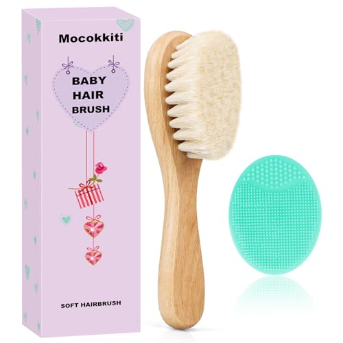 Baby Hair Brush, Goat Bristles Brush and Baby Cradle Cap Brush Set for Cradle Cap Wood Bristle Brush for Newborns and Toddlers (2 Piece) - color: 2PCS (Green Silicone Brush)