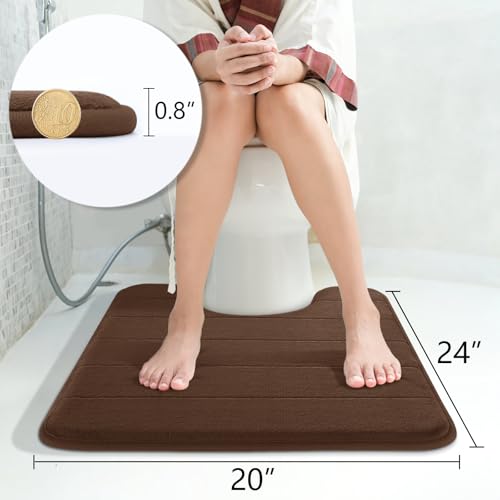 Yimobra Memory Foam Toilet Bath Mat U-Shaped, Soft and Comfortable, Super Water Absorbent, Non-Slip, Machine Wash and Easy to Dry for Bathroom Commode Contour Rug, 24 X 20 Inches, Brown - color: Brown, size: 24" X 20"