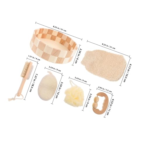Mipcase Double-Sided Exfoliating Bath Mitt and Pumice Scrubbing Brush Set for Shower Body Cleaning and Callus Removal, Back Scrubber Bath Supplies for Men and Women