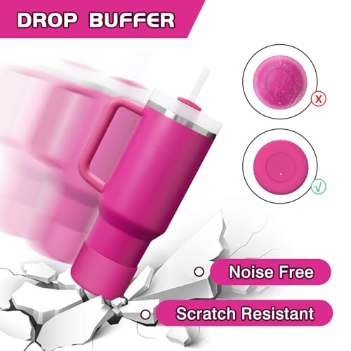 WUQID Silicone Boot Sleeve Compatible with Hydro Flask Travel Tumbler with Handle 32oz&40oz and 12-24oz Hydroflask Bottle & Stanley 20 30 40oz Tumbler, Fit 2.83-2.95in Bottom, Anti-Slip Bottle Cover - color: Fuchsia