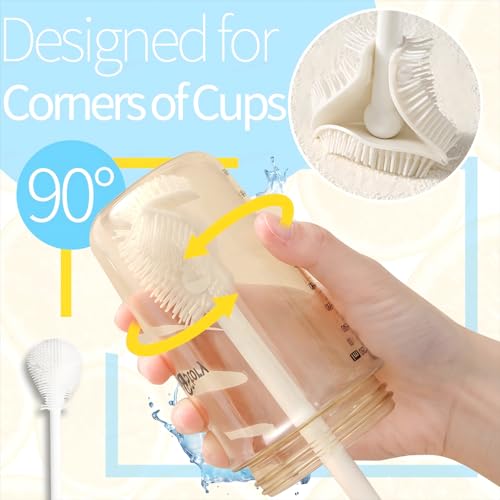 8Pcs Water Bottle Cleaner Brush Compatible with Stanley, Multipurpose Brush Cleaner Kit with Nylon Straw Brush 4 in 1 Bottle Gap Cleaner and Silicone Cup Cleaners - color: Gray
