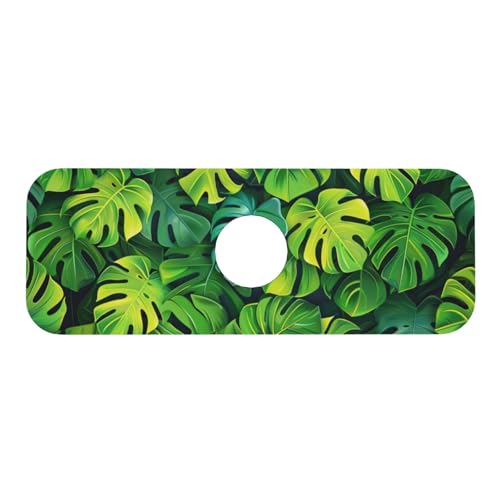 Faucet Draining Mat For Kitchen Sink, Palm Leaves Tropical Diatom Mud Absorbent Drain Pad For Bathroom Kitchen Sink Splash Guard Drying Mat - color: Palm Leaves Tropical